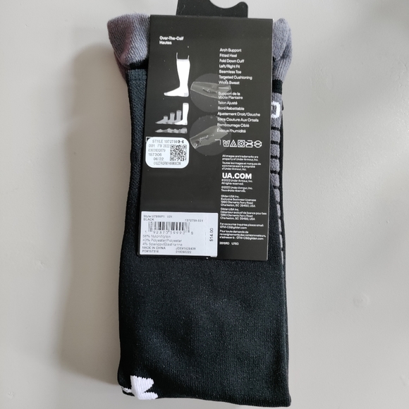 Under Armour UA SOCCER athletic cushioned Over-the-calf OTC knee high sock black - Picture 6 of 10